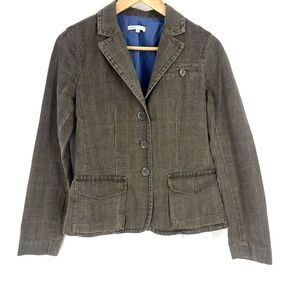 Vince Blazer Size 4 Womens Brown Plaid Cotton Jacket 3 Button Lined Pockets